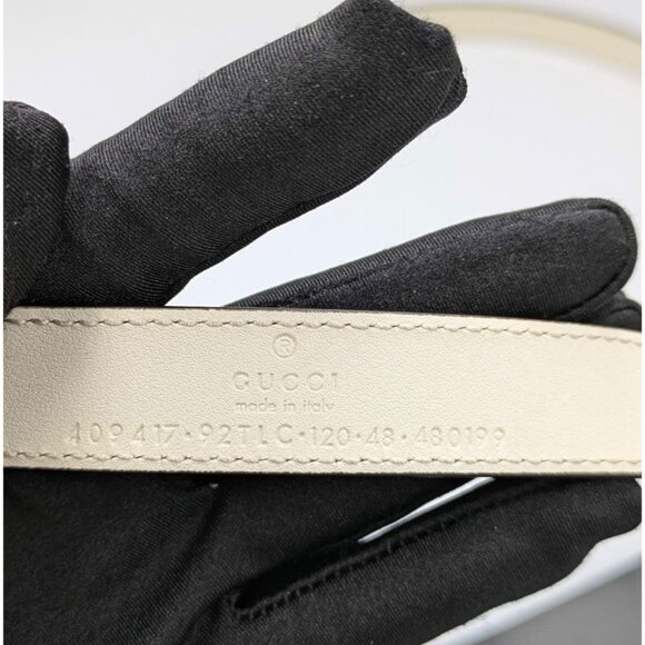 Gucci Women’s GG Marmont Supreme Canvas & Leather Thin Belt Ebony/White 120cm 40 main image 9